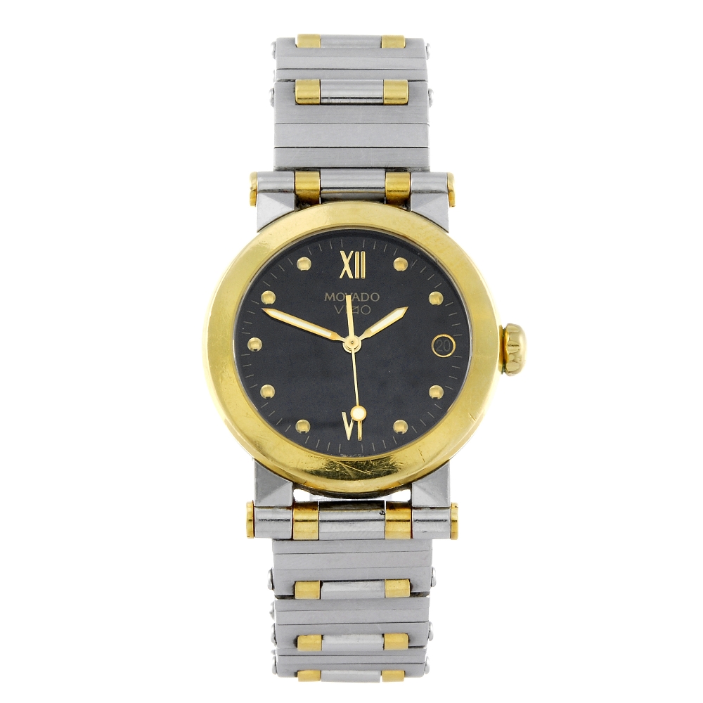 MOVADO - a mid-size Vizio bracelet watch. Stainless steel case with gold plated bezel. Reference