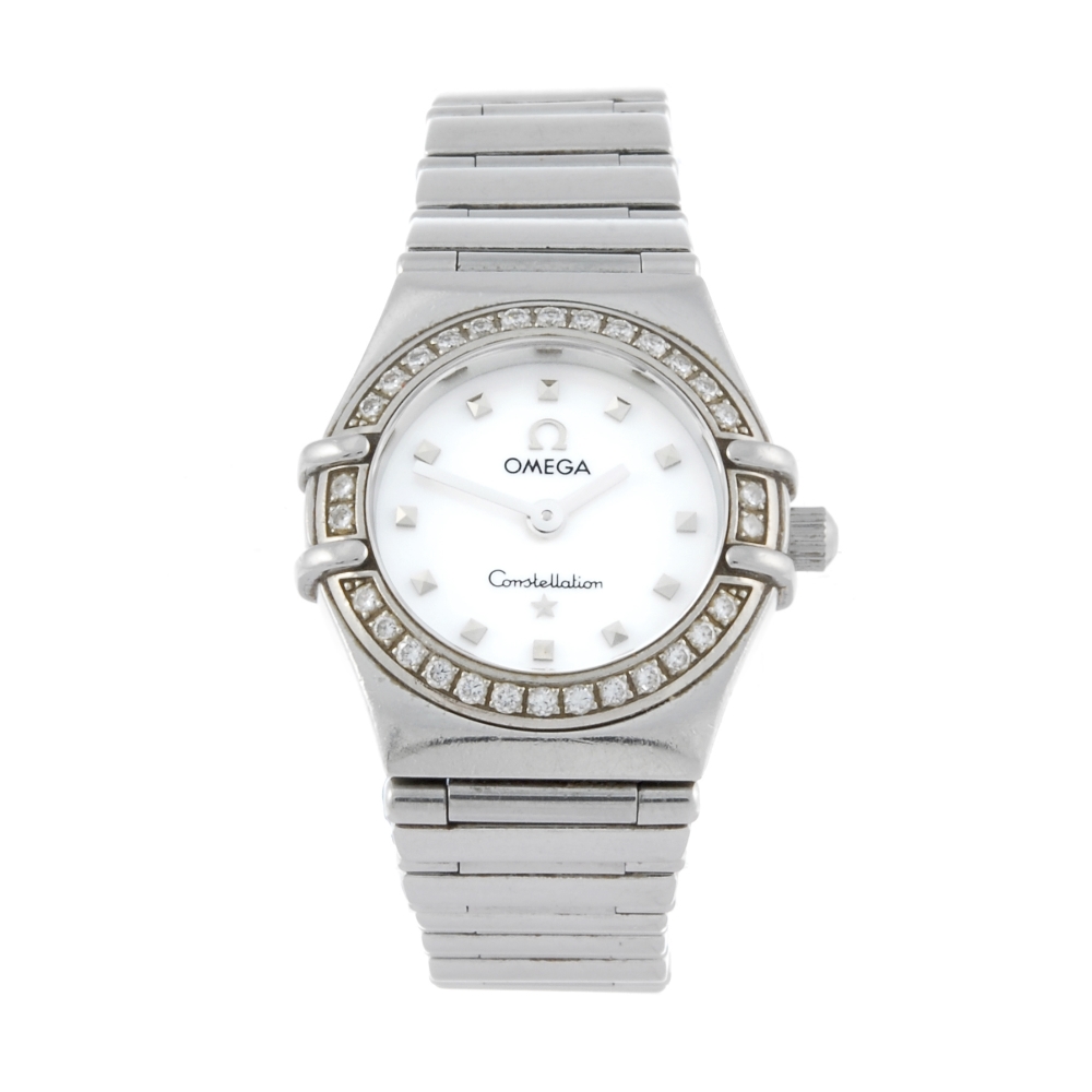OMEGA - a lady's Constellation My Choice bracelet watch. Stainless steel case with factory diamond