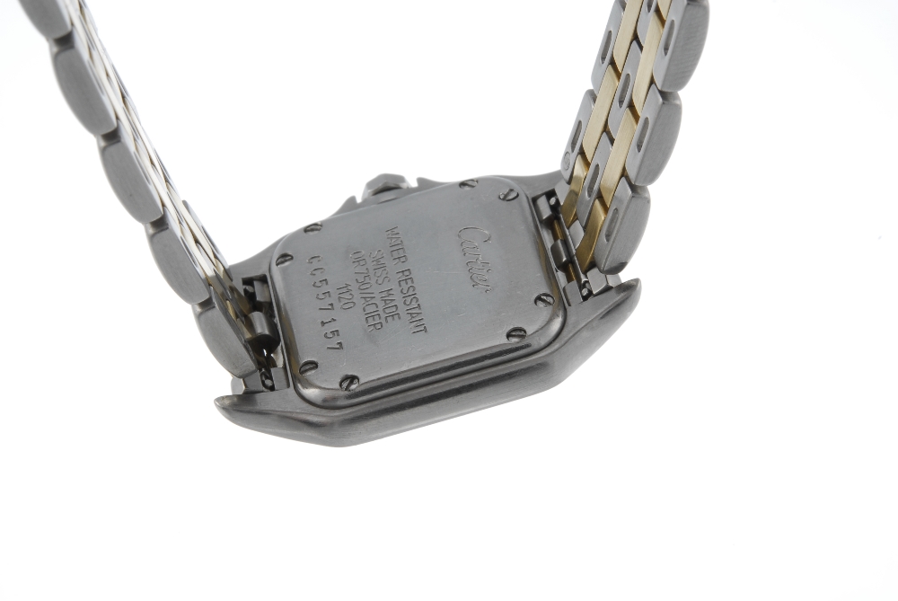 CARTIER - a Panthere bracelet watch. Stainless steel case with yellow metal bezel. Reference 1120, - Image 2 of 4