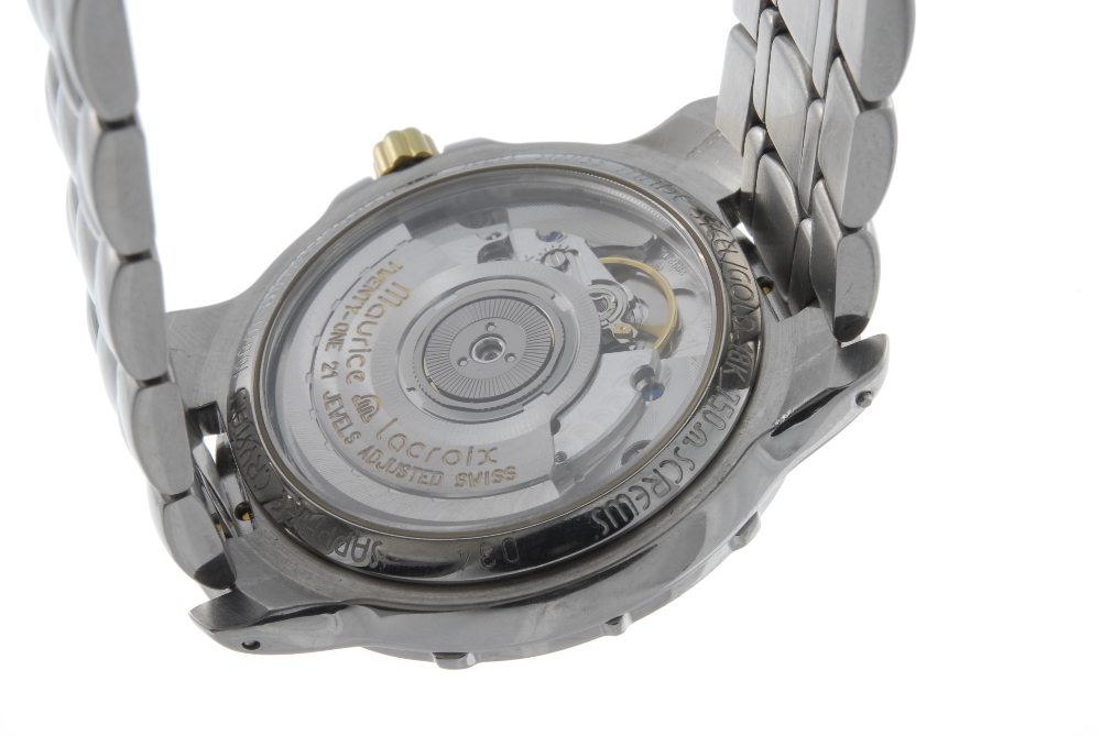 MAURICE LACROIX - a gentleman's bracelet watch. Stainless steel case with exhibition case back. - Image 2 of 4