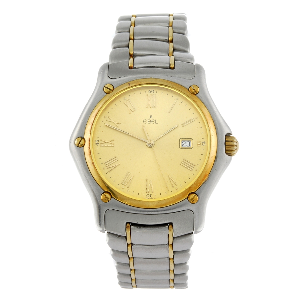 EBEL - a gentleman's 1911 bracelet watch. Stainless steel case with yellow metal bezel. Reference