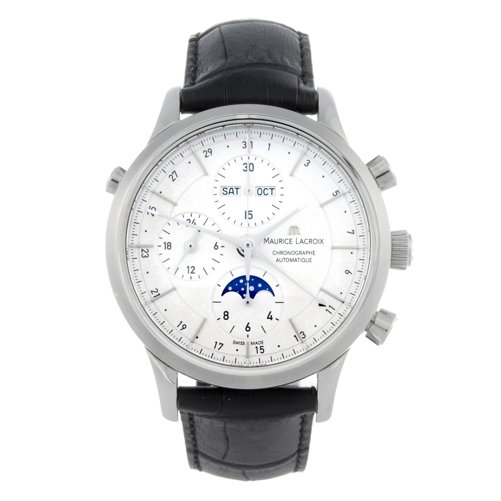 MAURICE LACROIX - a gentleman's Les Classiques chronograph triple date wrist watch. Stainless