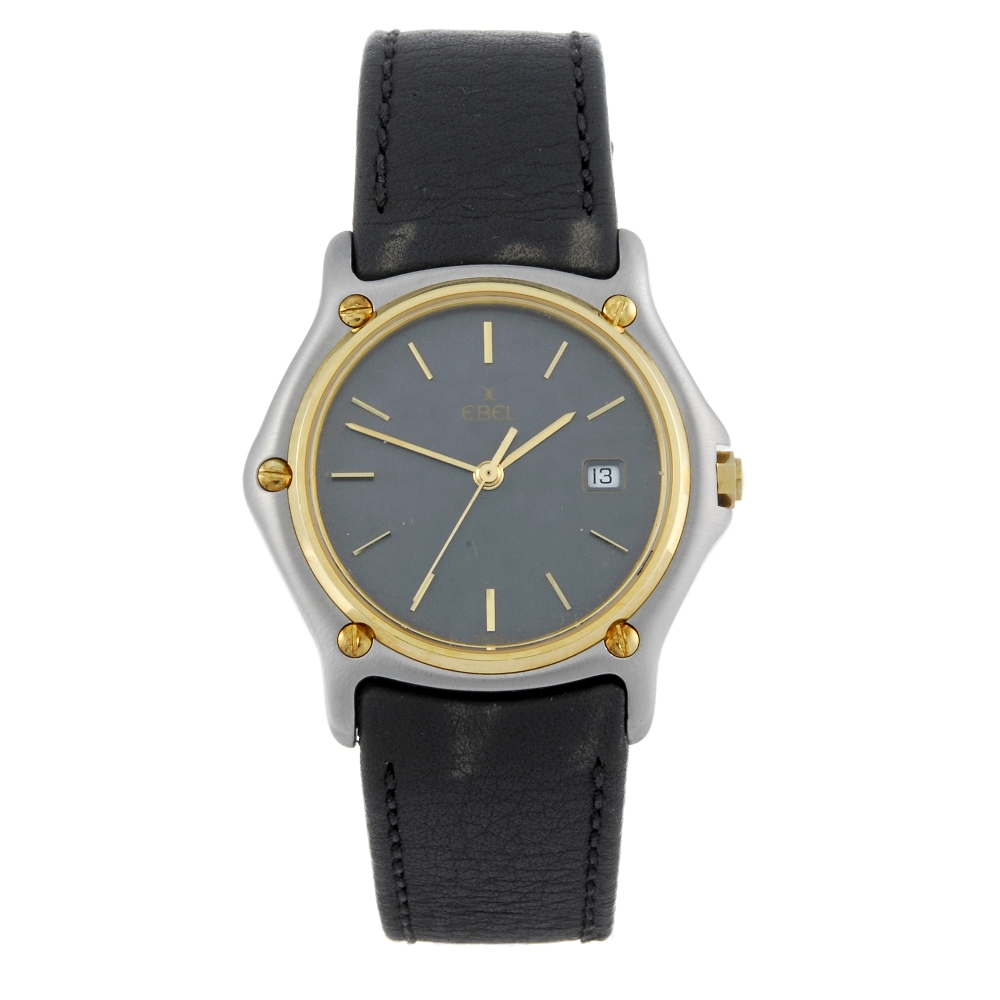 EBEL - a mid-size wrist watch. Stainless steel case with yellow metal bezel. Reference 183909,