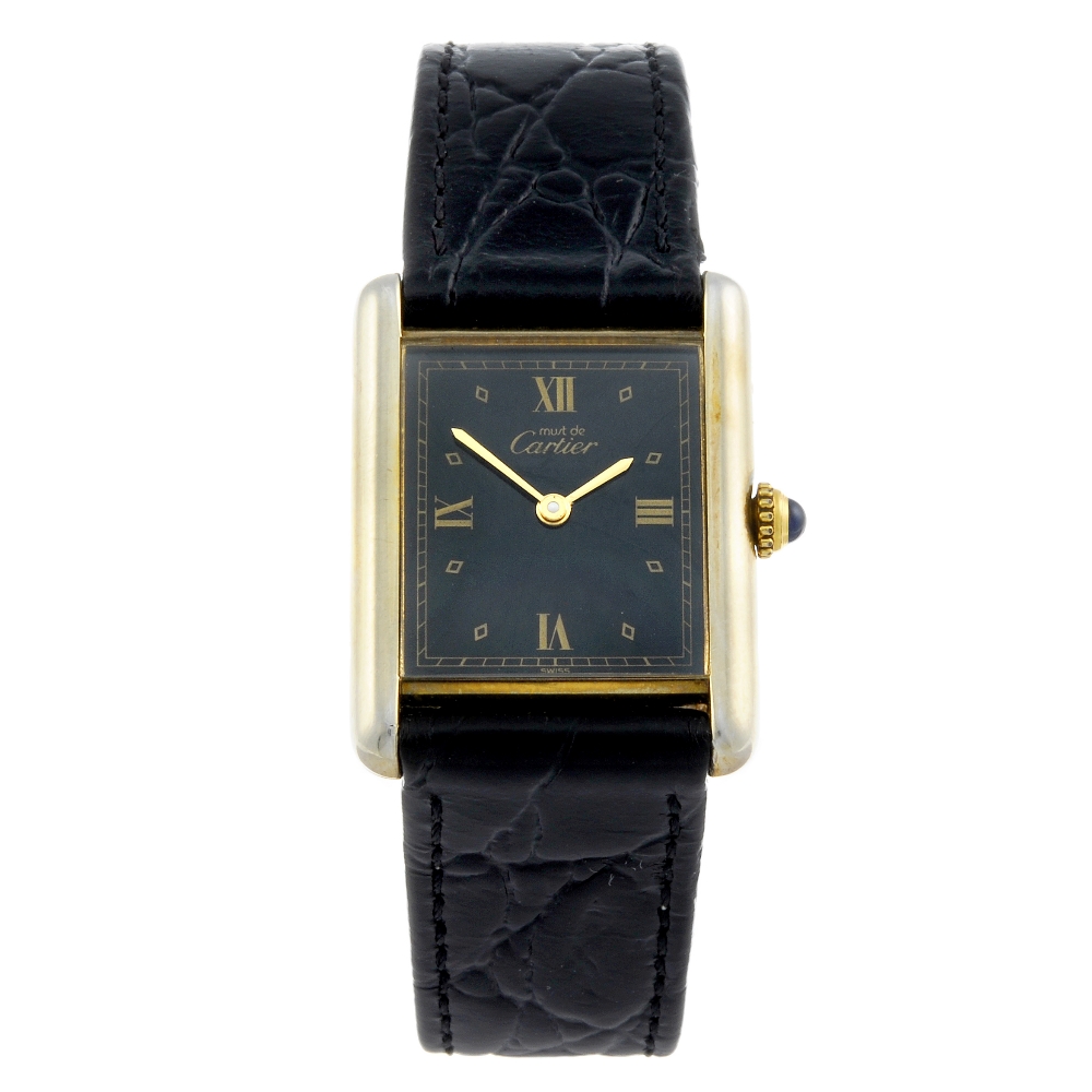 CARTIER - a Must De Cartier Tank wrist watch. Gold plated silver case. Reference 02441, serial