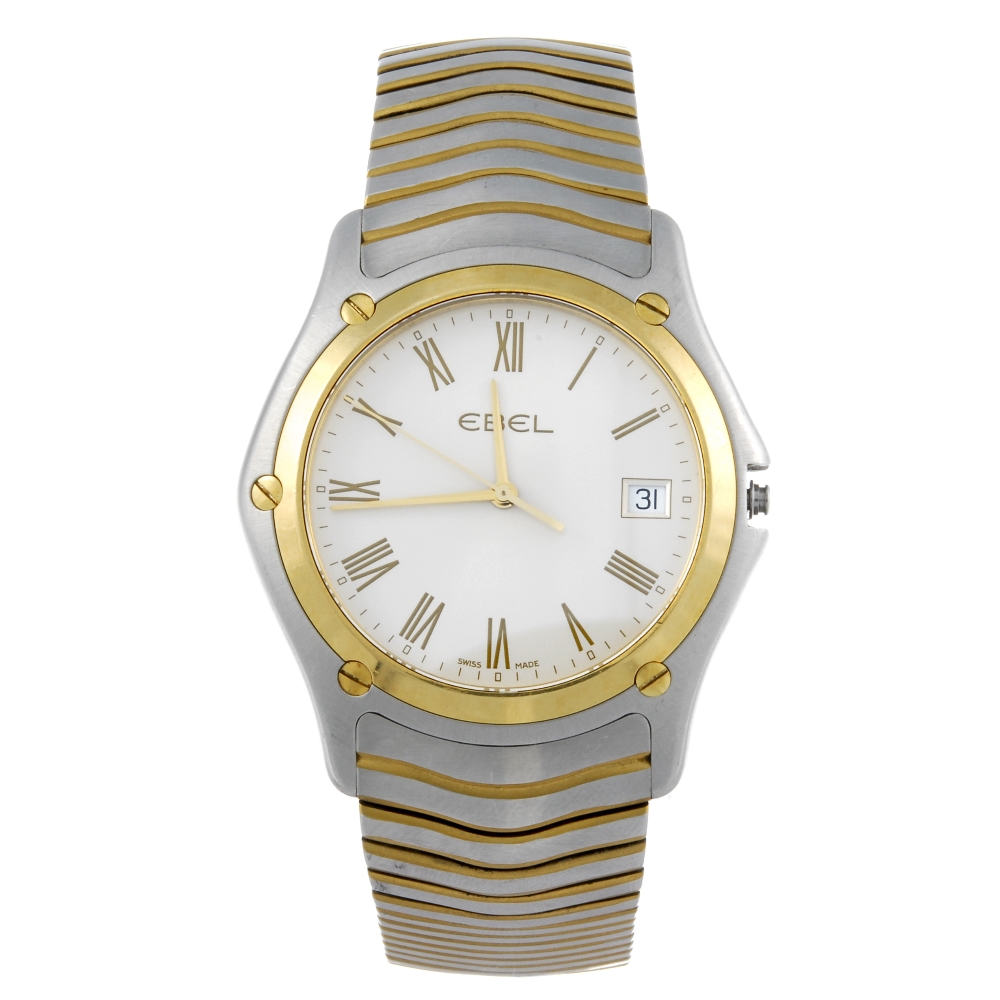 EBEL - a gentleman's Classic Wave bracelet watch. Stainless steel case with yellow metal bezel.