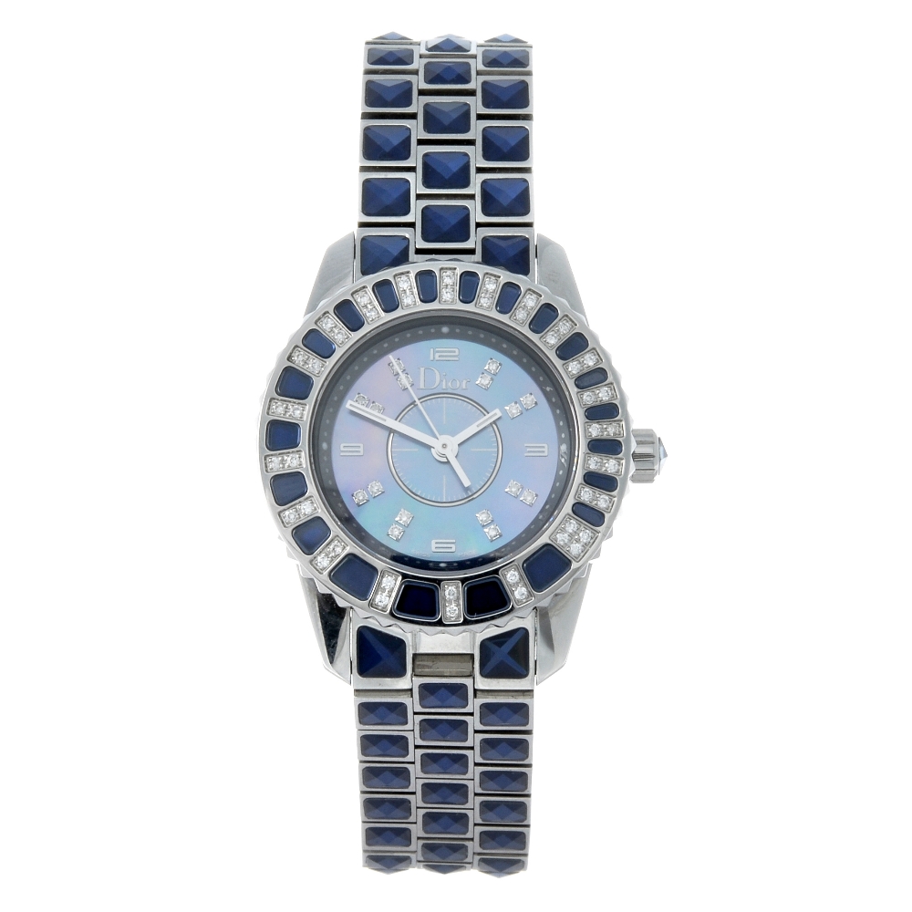 DIOR - a lady's Christal bracelet watch. Stainless steel case with factory diamond set bezel.