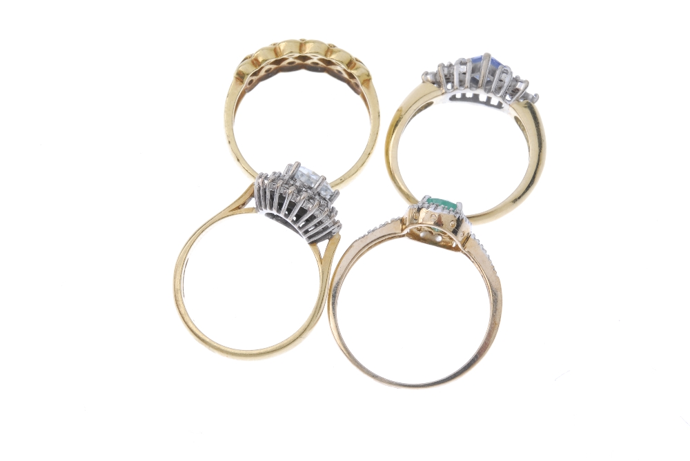 A selection of four gold diamond and gem-set rings. To include an 18ct gold sapphire and diamond - Image 4 of 4