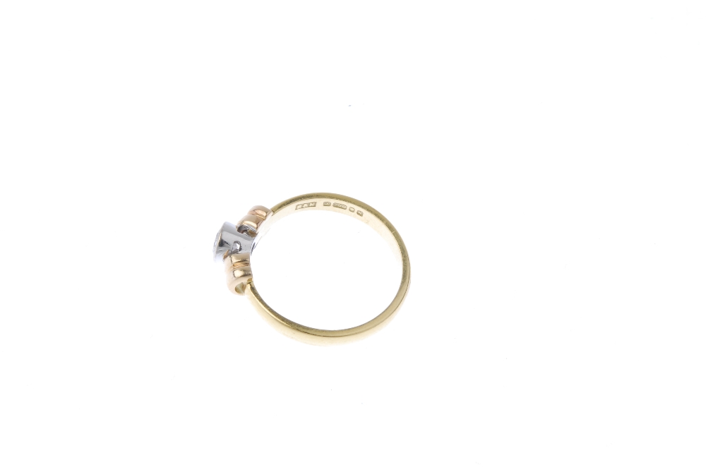 An 18ct gold diamond single-stone ring. The brilliant-cut diamond collet, to the curved double-bar - Image 3 of 4