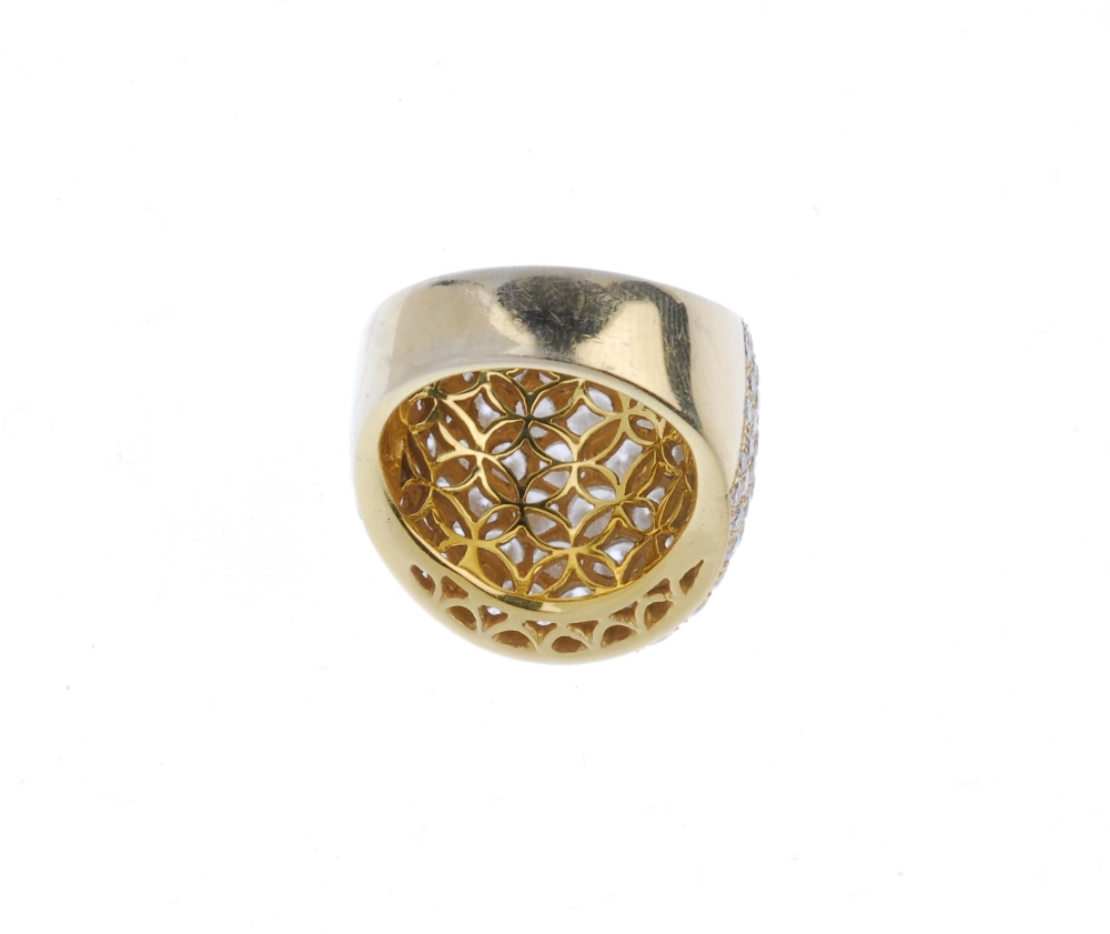 (539584-1-A) A diamond dress ring. The pave-set diamond bombe panel, to the tapered band. Signed - Image 3 of 4