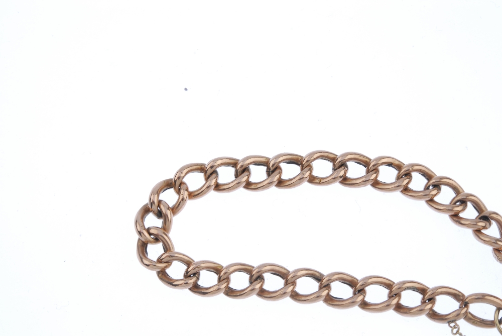 An early 20th century curb-link bracelet. Designed as a series of alternating engraved and plain - Image 3 of 3