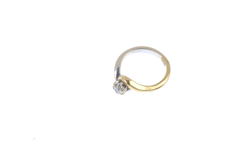 An 18ct gold diamond crossover ring. Of bi-colour design, the brilliant-cut diamond, to the - Image 2 of 4