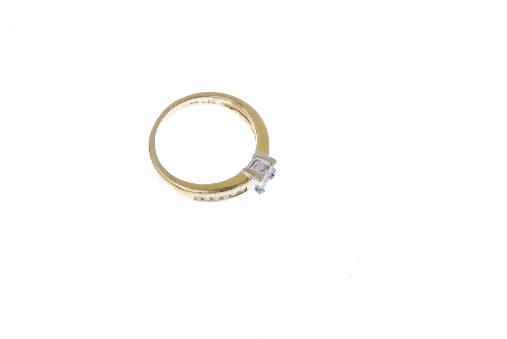 An 18ct gold diamond ring. The square-shape diamond panel, to the brilliant-cut diamond line - Image 3 of 4