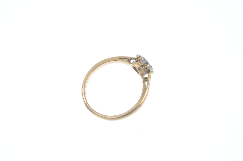 A mid 20th century 18ct gold diamond cluster ring. The single-cut diamond cluster, to the tapered - Image 4 of 4