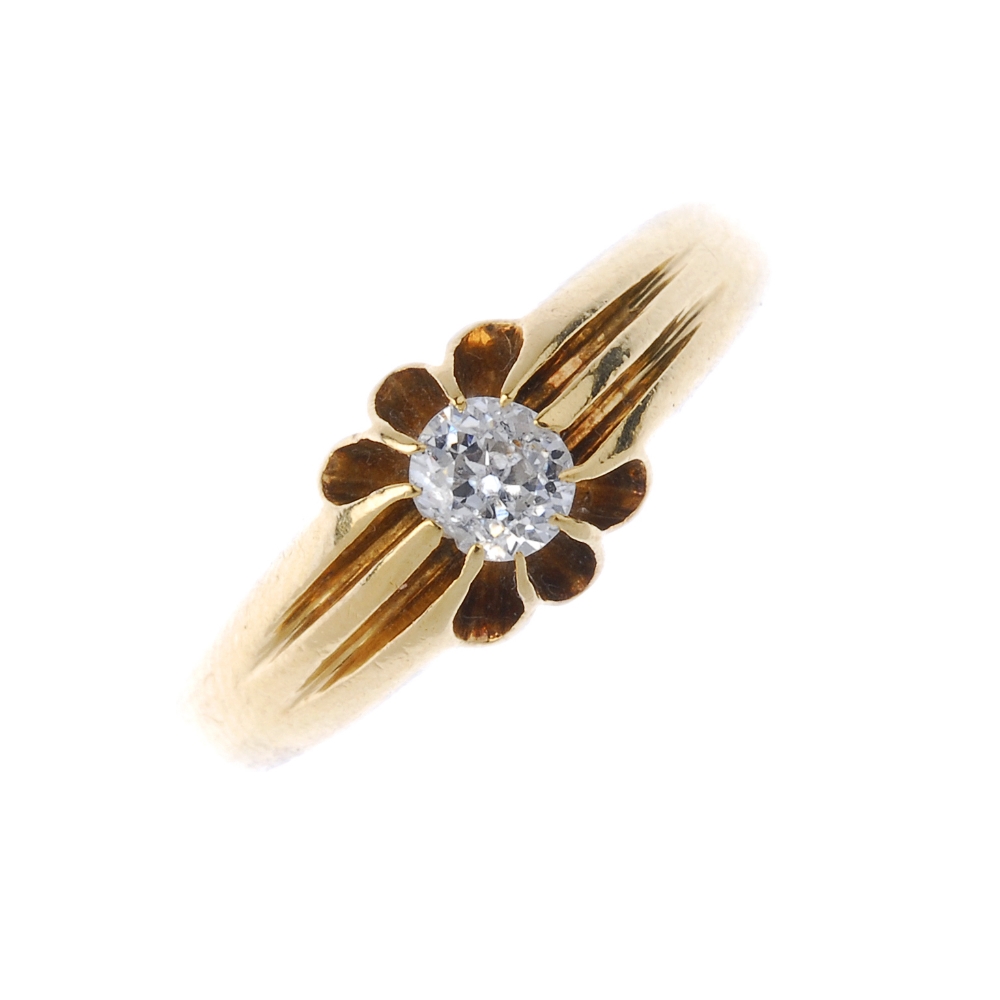 A gentleman's early 20th century 18ct diamond single-stone ring. The old-cut diamond, to the