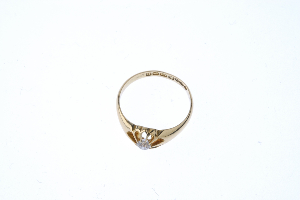 An early 20th century 18ct gold diamond ring. The old-cut diamond, to the plain band. Estimated - Image 2 of 4