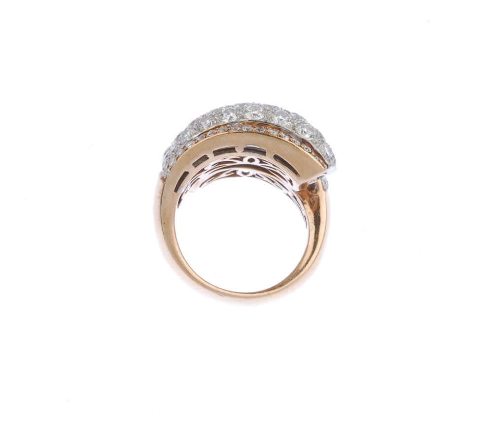 (539295-1-A) A diamond dress ring. Comprising two pave-set diamond tapered panels, each with - Image 2 of 4