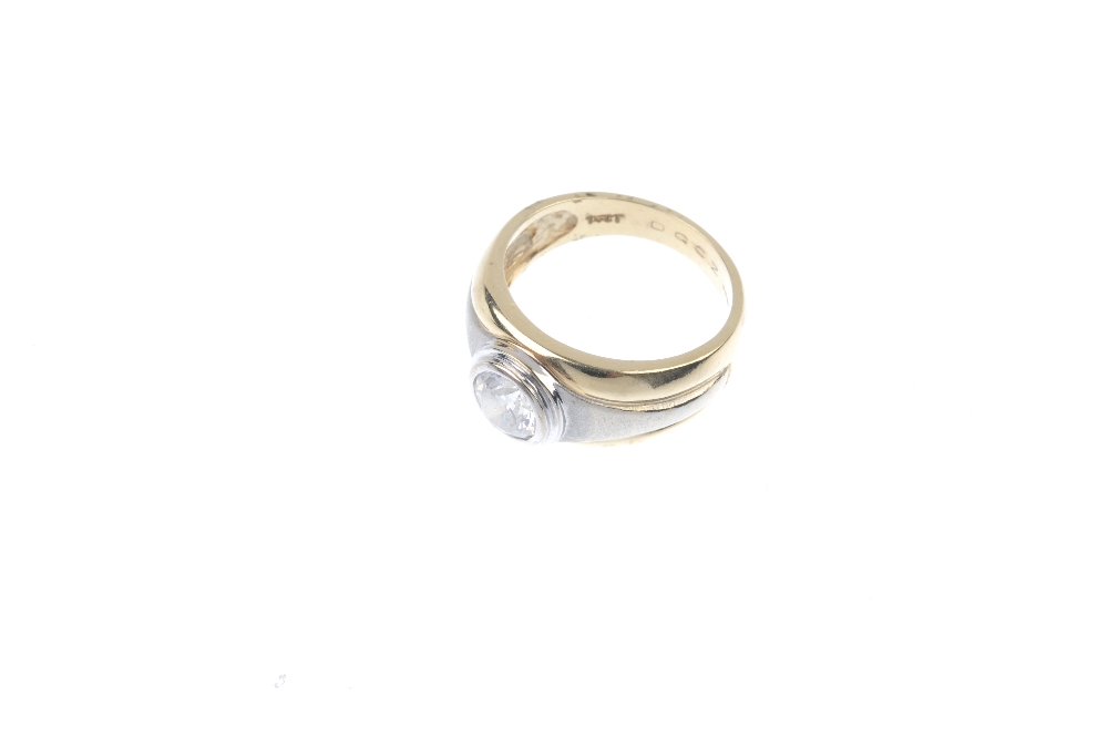 A 14ct gold cubic zirconia single-stone ring. The circular-shape cubic zirconia, to the bi-colour - Image 2 of 4