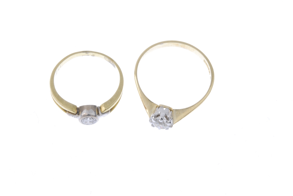 Two diamond single-stone rings. To include an 18ct gold old-cut diamond single-stone ring and a - Image 2 of 3