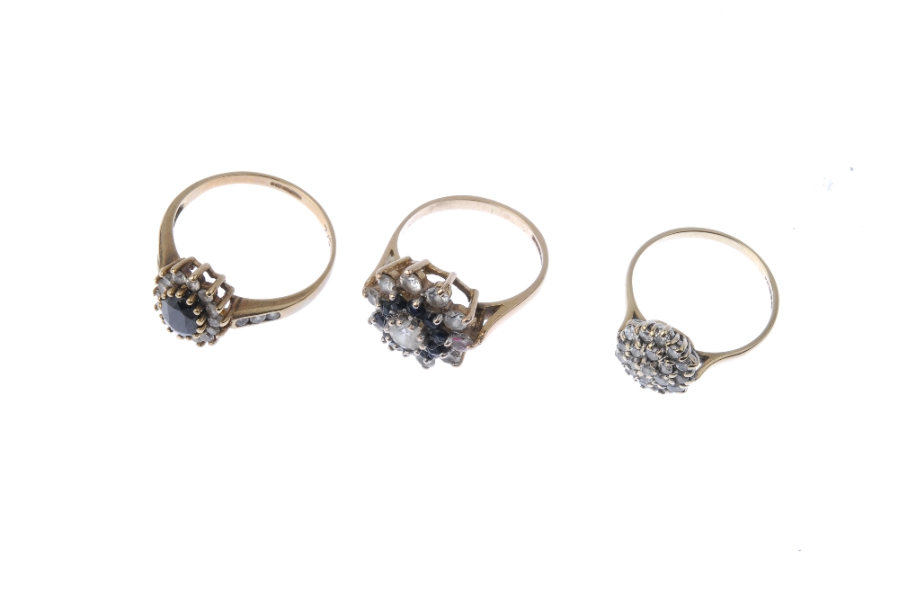 A selection of six gem-set dress rings. To include an oval-shape blue topaz ring, a 9ct gold - Image 3 of 3