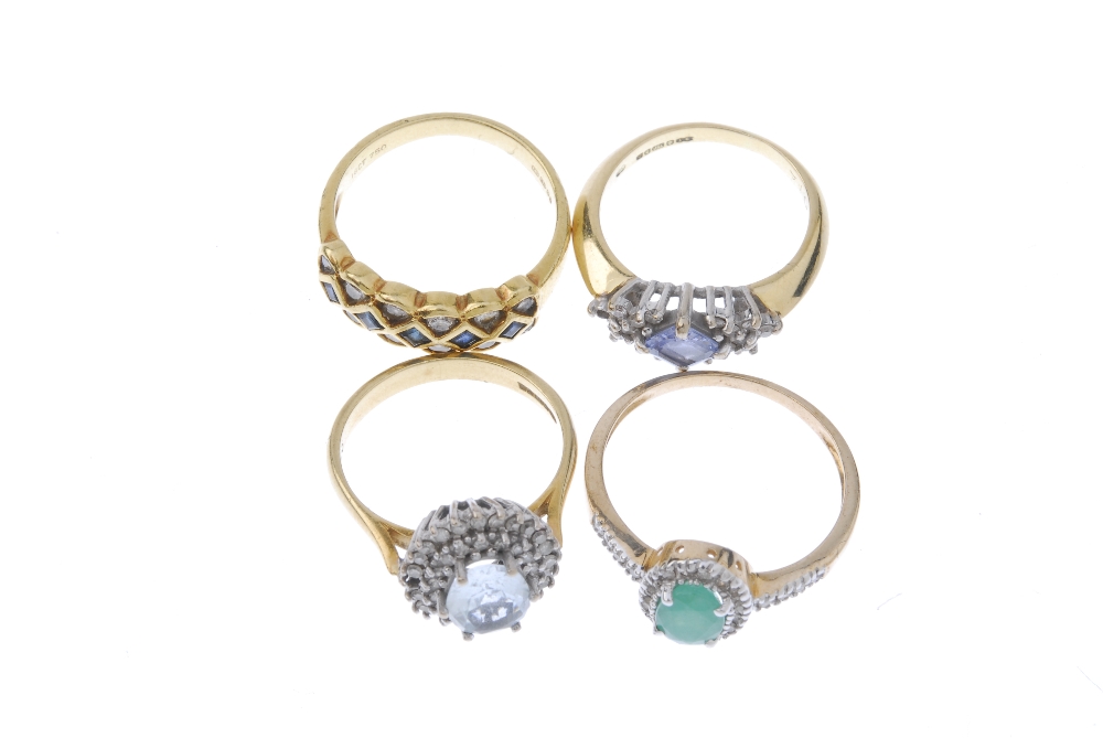 A selection of four gold diamond and gem-set rings. To include an 18ct gold sapphire and diamond - Image 2 of 4