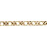 A fancy-link bracelet. Of bi-colour design, the fetter and single-link chain, to the partially