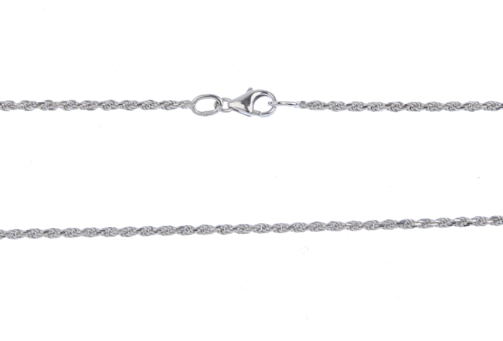 (542274-1-A) A diamond pendant. Designed as a baguette-cut diamond looped line, with brilliant-cut - Image 3 of 3