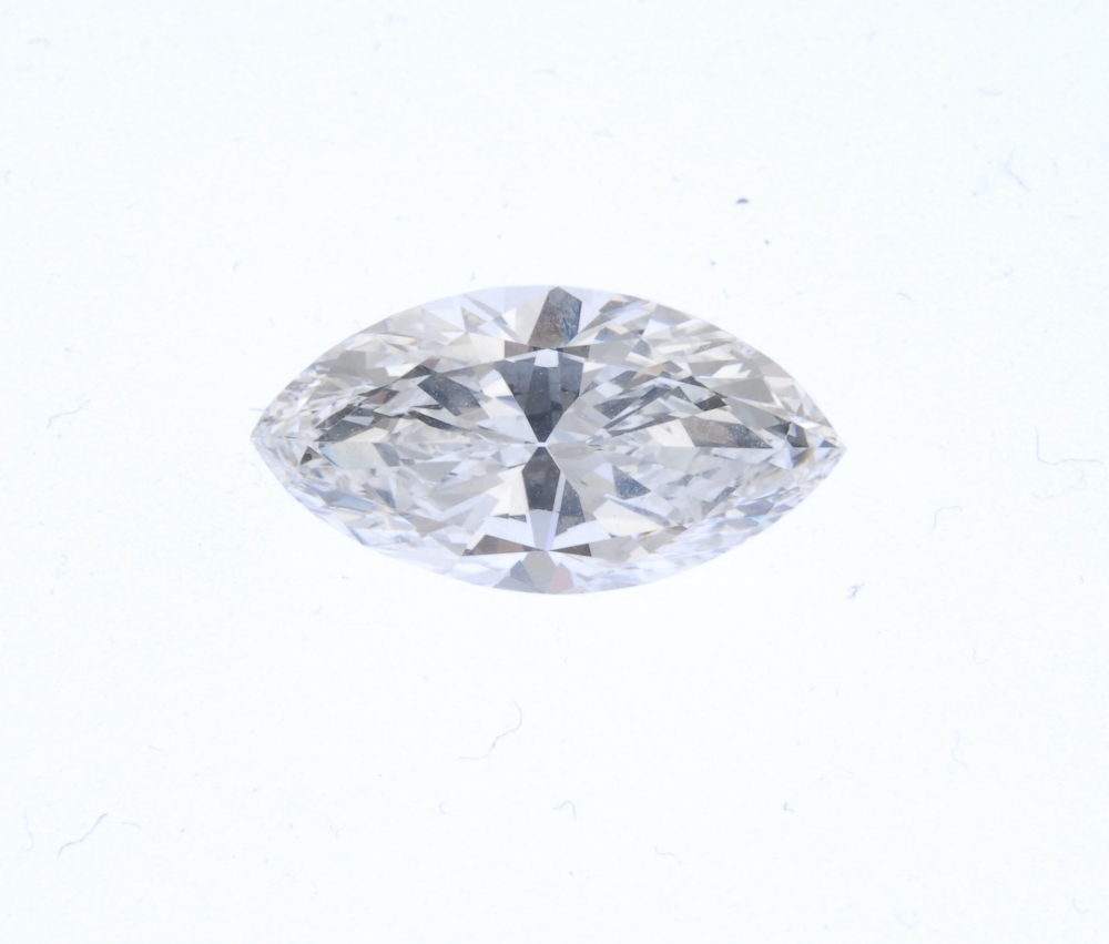 (538909-1-A) A diamond dress ring. The marquise-shape diamond, weighing 4.66cts, and triangular- - Image 4 of 4