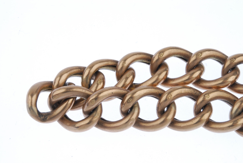 A late 19th century 9ct gold curb-link bracelet. Designed as a series of curb links, to the - Image 3 of 3