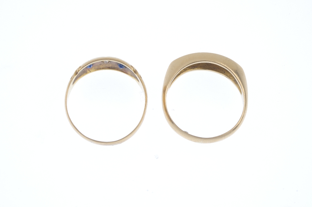 Two early 20th century 18ct gold sapphire and diamond rings. To include an Edwardian old-cut diamond - Image 4 of 4