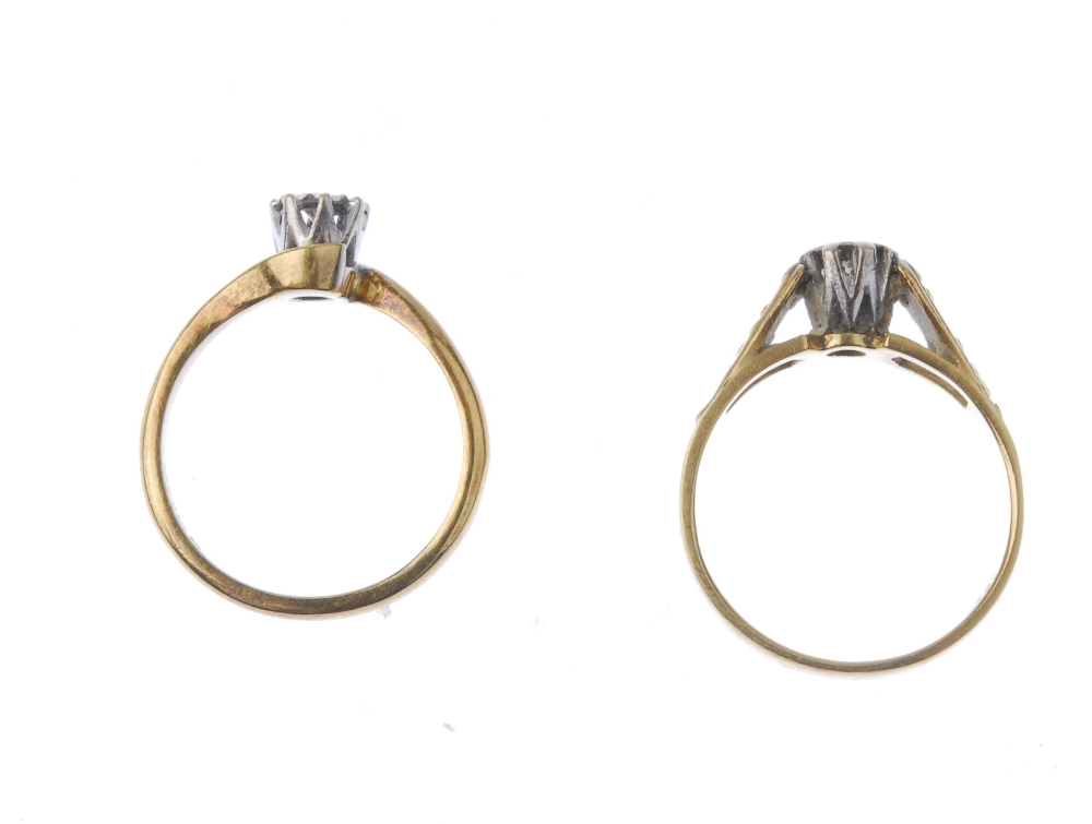 Two mid 20th century 18ct gold diamond single-stone rings. To include a mid 20th century brilliant- - Image 2 of 3