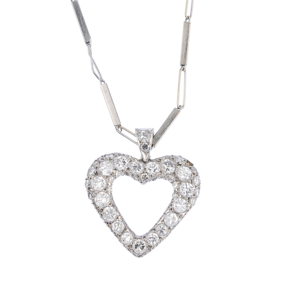 (176761) A diamond heart pendant. The brilliant-cut diamond heart, to the diamond surmount,