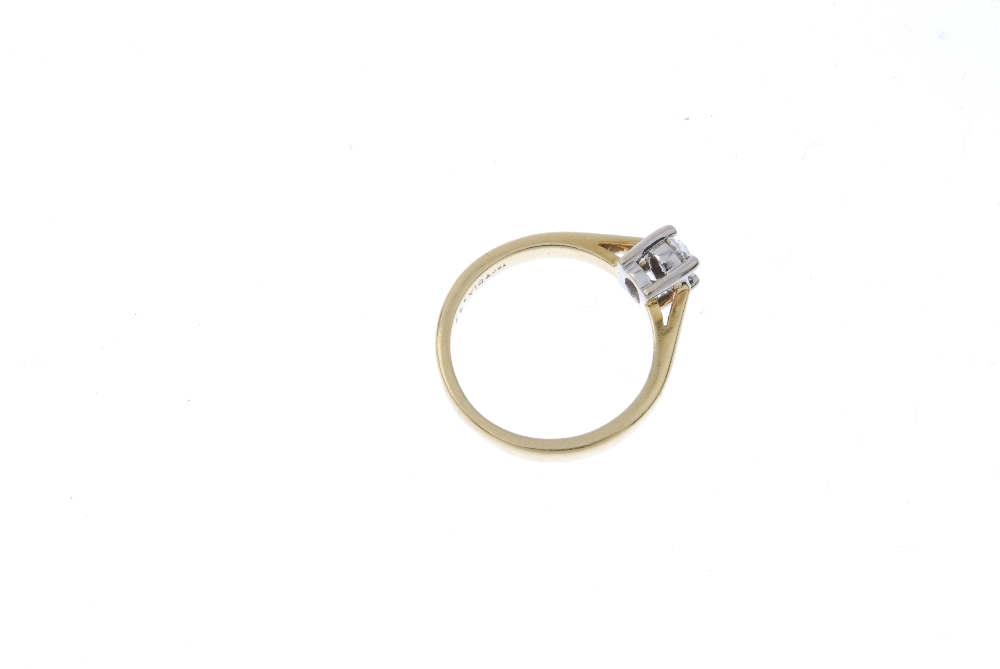 An 18ct gold diamond single-stone ring. The oval-shape diamond, to the tapered band. Diamond - Image 4 of 4