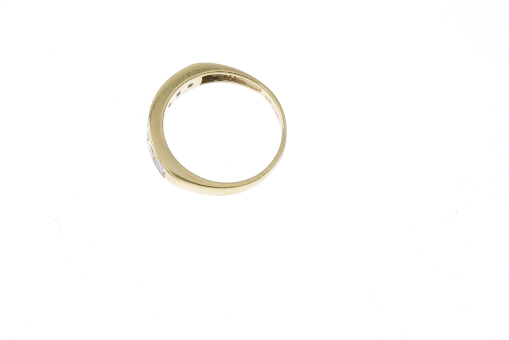 An 18ct gold diamond half-circle eternity ring. The brilliant-cut diamond line, to the tapered - Image 3 of 4