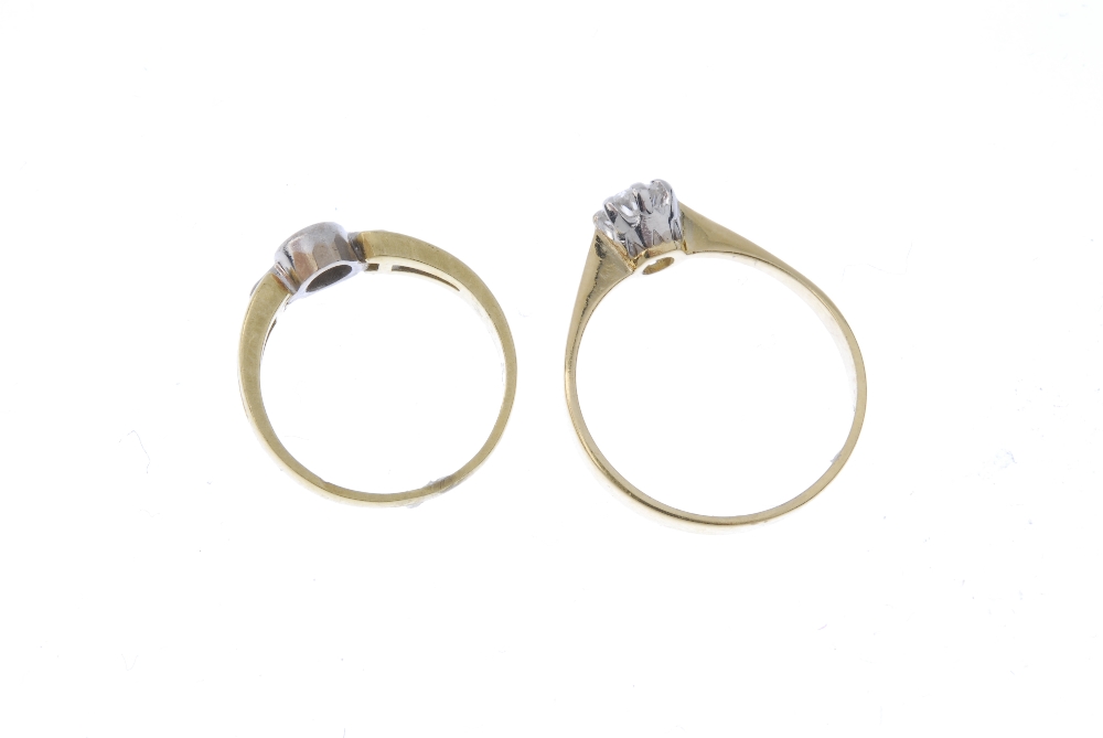 Two diamond single-stone rings. To include an 18ct gold old-cut diamond single-stone ring and a - Image 3 of 3