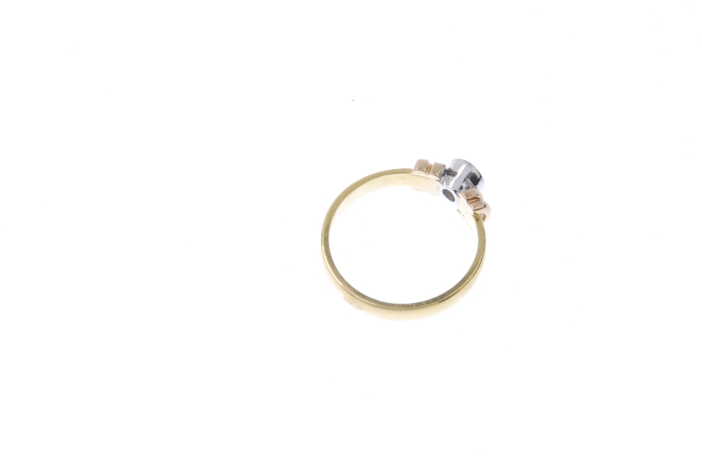 An 18ct gold diamond single-stone ring. The brilliant-cut diamond collet, to the curved double-bar - Image 4 of 4