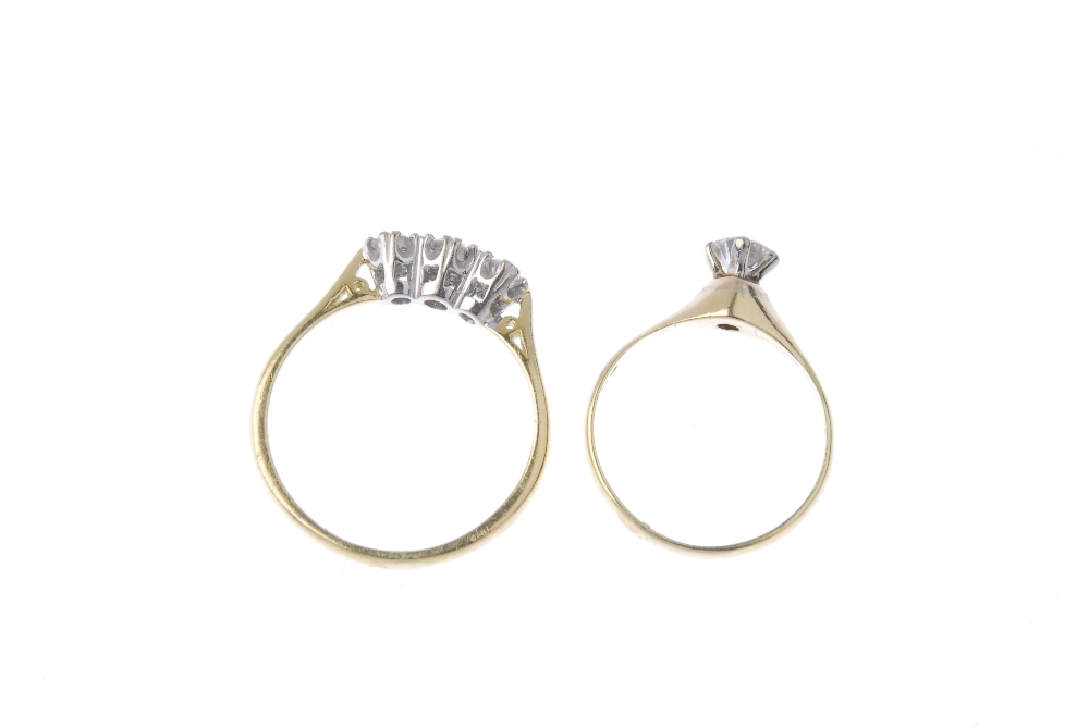 Two 18ct gold diamond rings. To include a brilliant-cut diamond single-stone ring and a brilliant- - Image 4 of 4