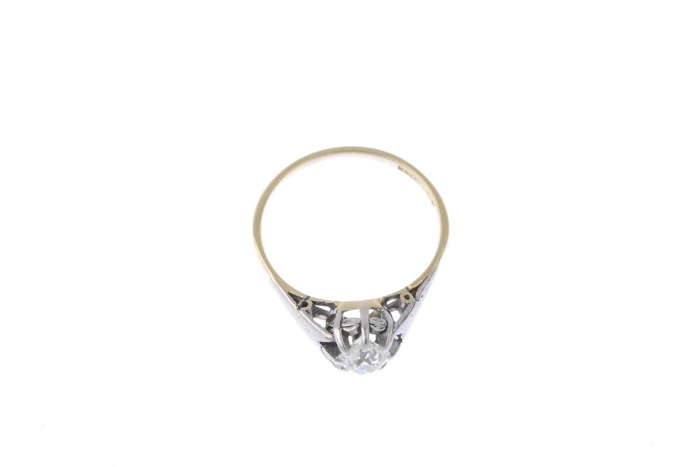 An early 20th century 18ct gold diamond single-stone ring. The old-cut diamond, to the tapered - Image 2 of 4