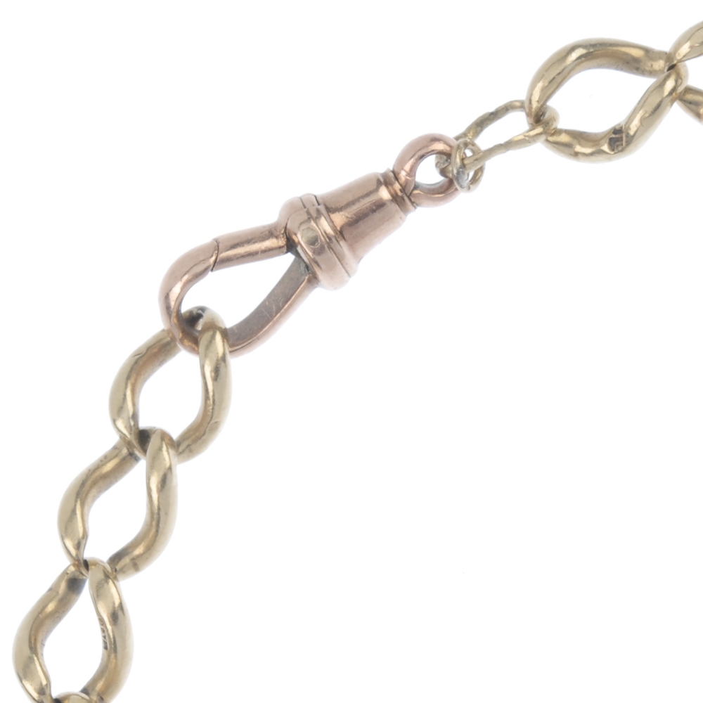 A 9ct gold curb-link bracelet. Designed as a series of elongated curb-links, to the replacement - Image 2 of 2