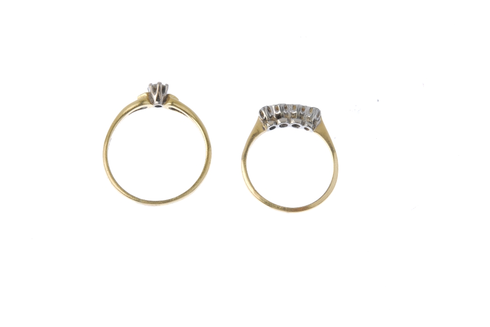 Two 18ct gold diamond dress rings. To include a mid 20th century old-cut diamond four-stone ring and - Image 4 of 4