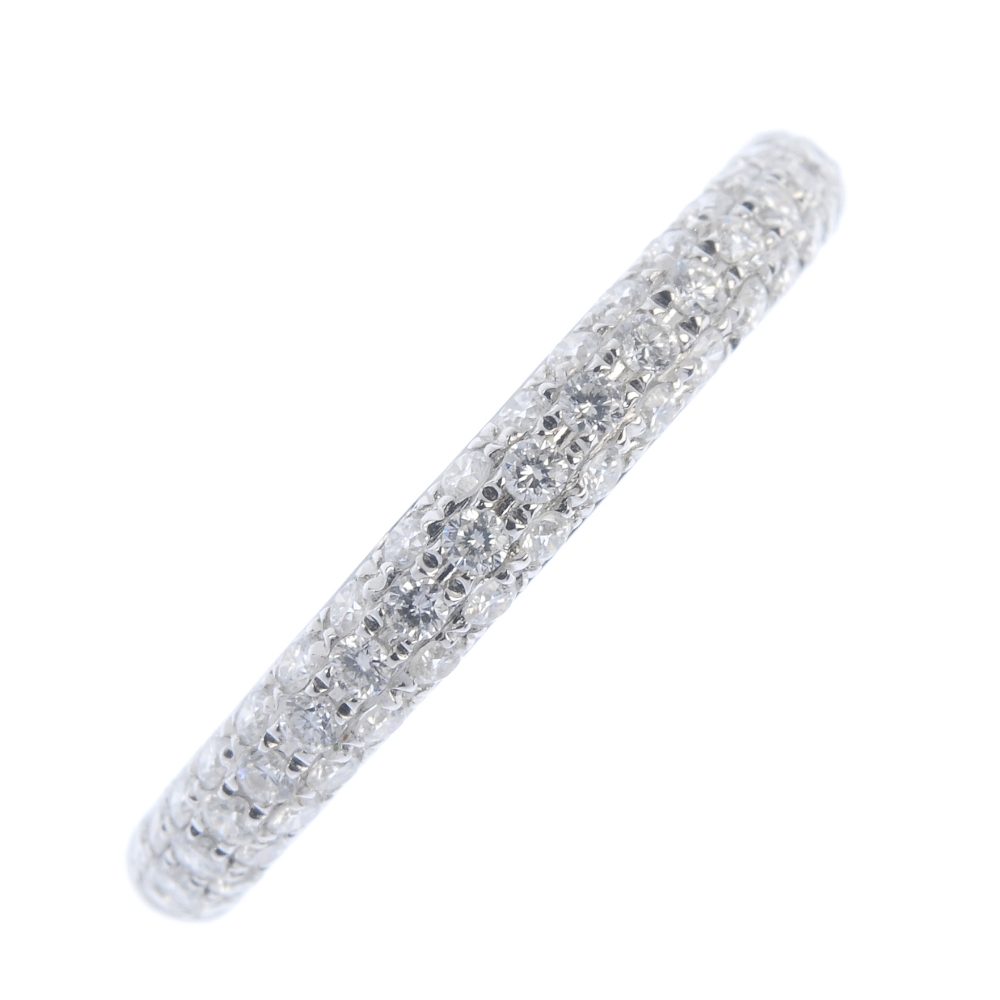 * A diamond band ring. The pave-set brilliant-cut diamond line, to the plain band. Total diamond