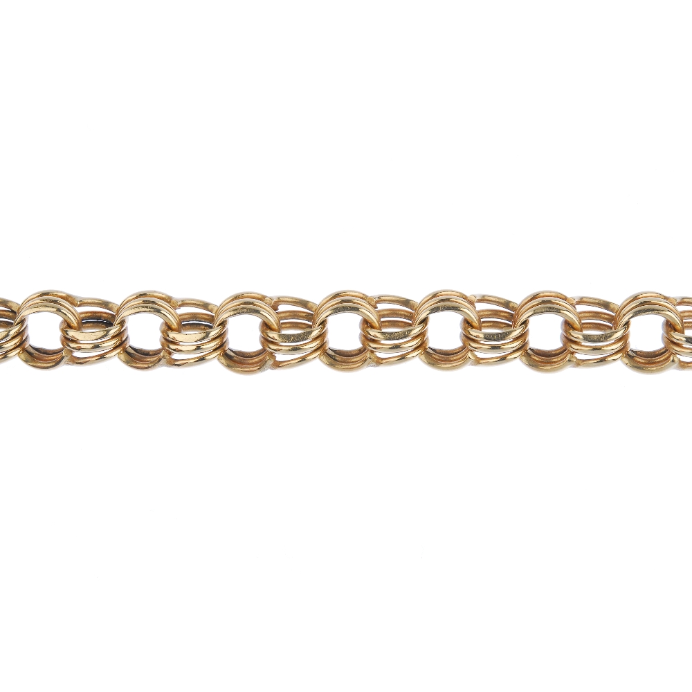 (105858) A fancy-link bracelet. Length 19.5cms. Weight 23.8gms.