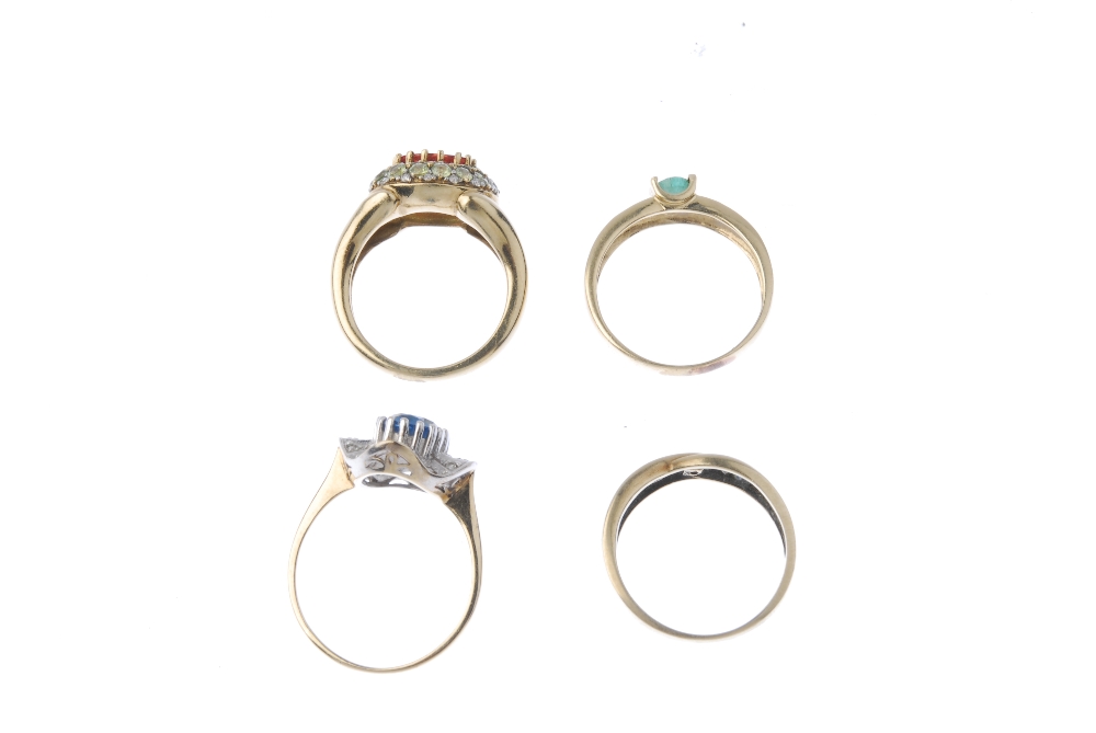 A selection of four gem-set rings. To include a 9ct gold sapphire and diamond band ring, an - Image 4 of 4