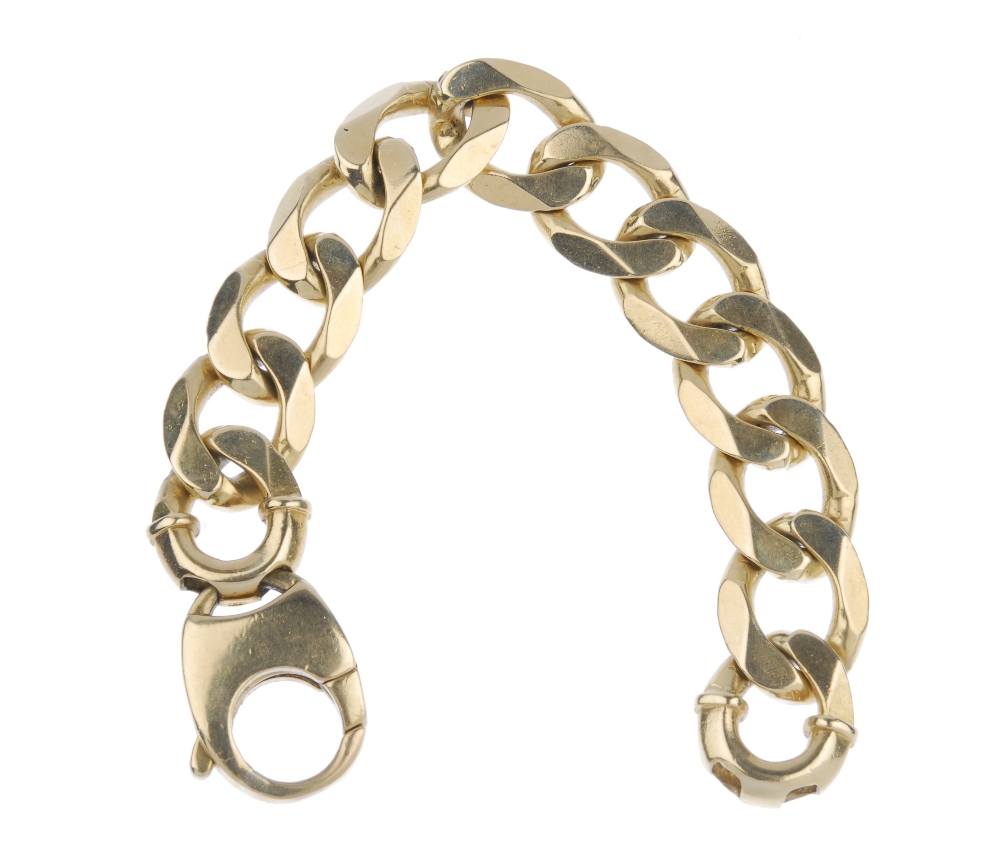 (57578) A 9ct gold heavy curb-link bracelet. Hallmarks for Sheffield. Length 22.5cms. Weight 107gms. - Image 2 of 3