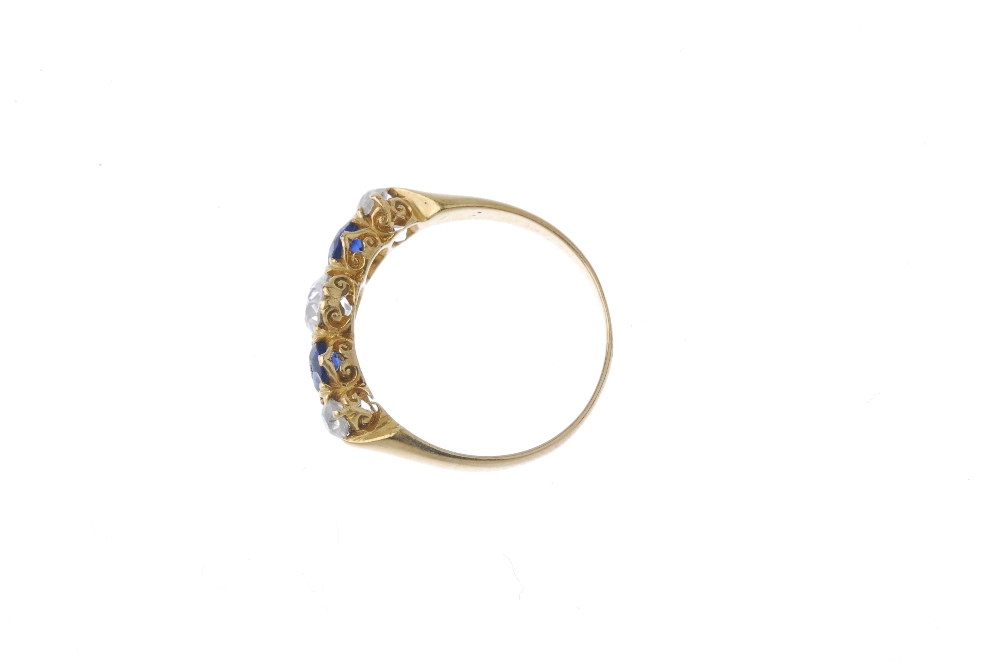 An early 20th century 18ct gold diamond and paste five-stone ring. The graduated old-cut diamonds, - Image 3 of 4