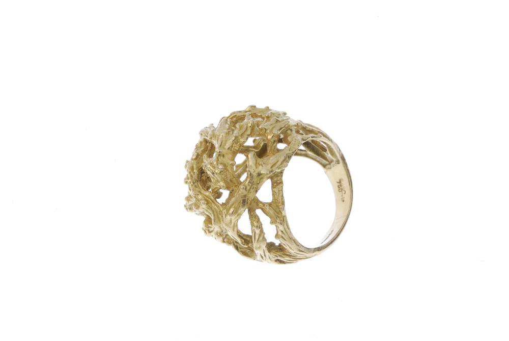 A 1970s 18ct gold ring. Of bombe design, styled as a series of intertwined textured branches. Import - Image 3 of 4