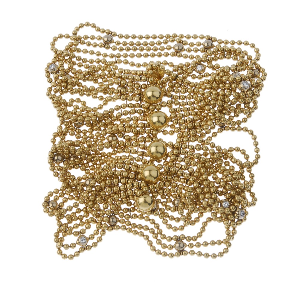 (541226-1-A) CARTIER - a set of diamond 'draperie' jewellery. The necklace designed as a bead-link - Image 4 of 4