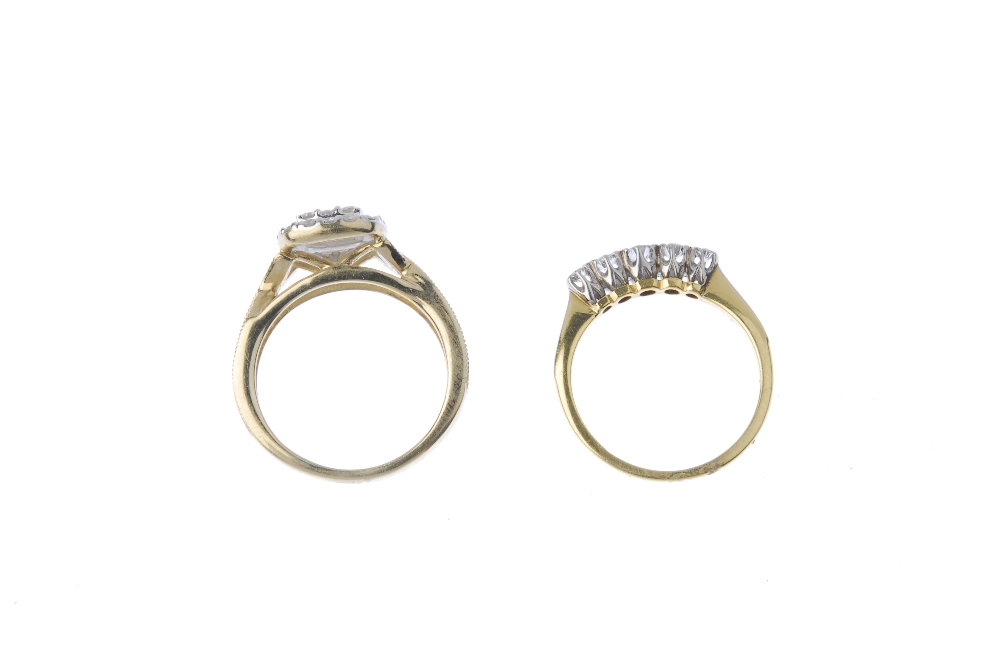 Two diamond rings. The first a graduated circular-cut diamond five-stone ring, the second a 9ct gold - Image 3 of 3