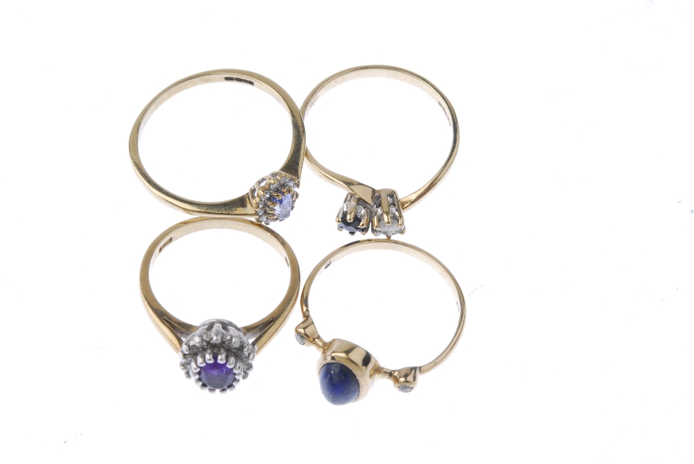 A selection of four 9ct gold diamond and gem-set rings. To include an oval-shape amethyst and - Image 2 of 3