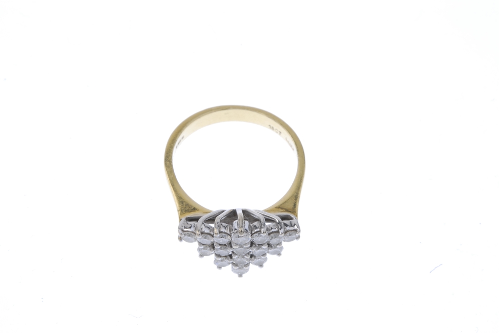 A 18ct gold diamond cluster ring. Of marquise-shape outline, the brilliant-cut diamond cluster, to - Image 2 of 4