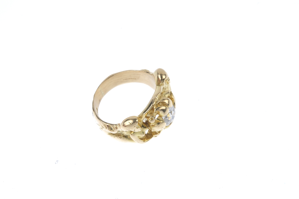 A 14ct gold diamond single-stone ring. The old-cut diamond, within an openwork setting, to the - Image 3 of 4